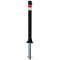 Barrier post | Black - Line |  76 mm | foldable, self-engaging lockto be fixed by plugs, | incl. base rosette, part-no. 470_60, approx. 400 mm below ground | with triangular locking mechanism acc. with DIN 3223